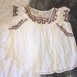 Cream Floral Embroidered Blouse